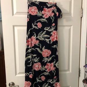 Dark Navy with floral maxi skirt with side tie SzM